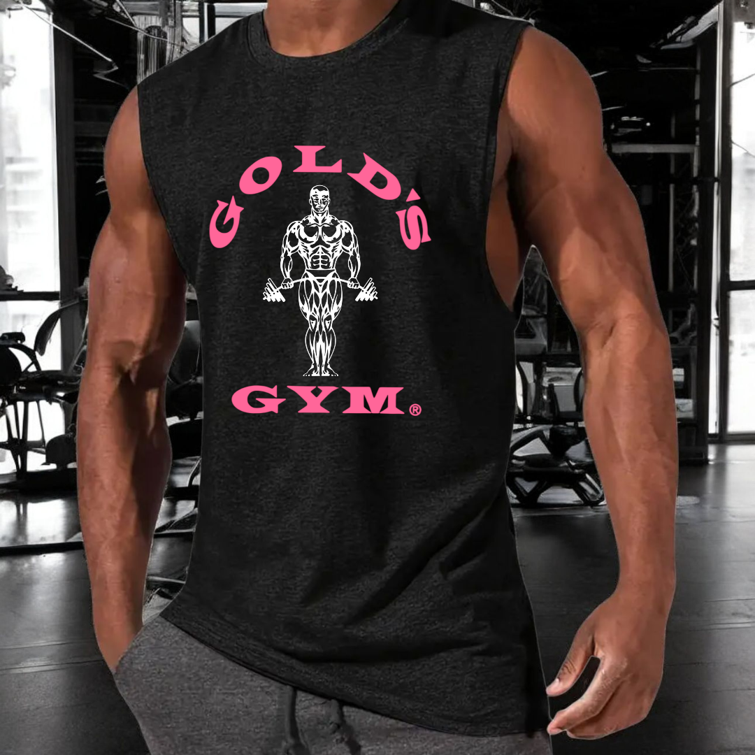 Αμάνικο μπλουζάκι με λογότυπο ροζ-ασπρο